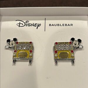 Disney x BaubleBar Mickey Mouse School Bus Pierced Stud Earrings NWT